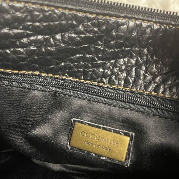 Coccinelle leather pony hair brown & beige shoulder bag with brown trim & strap - Picture 12 of 13